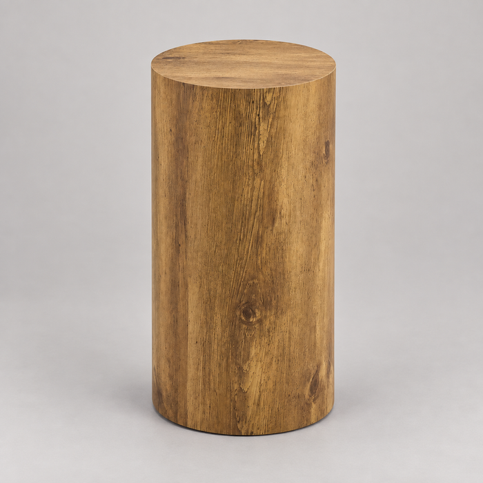 Table d'appoint cylindre Ré effet bois clair vue de face