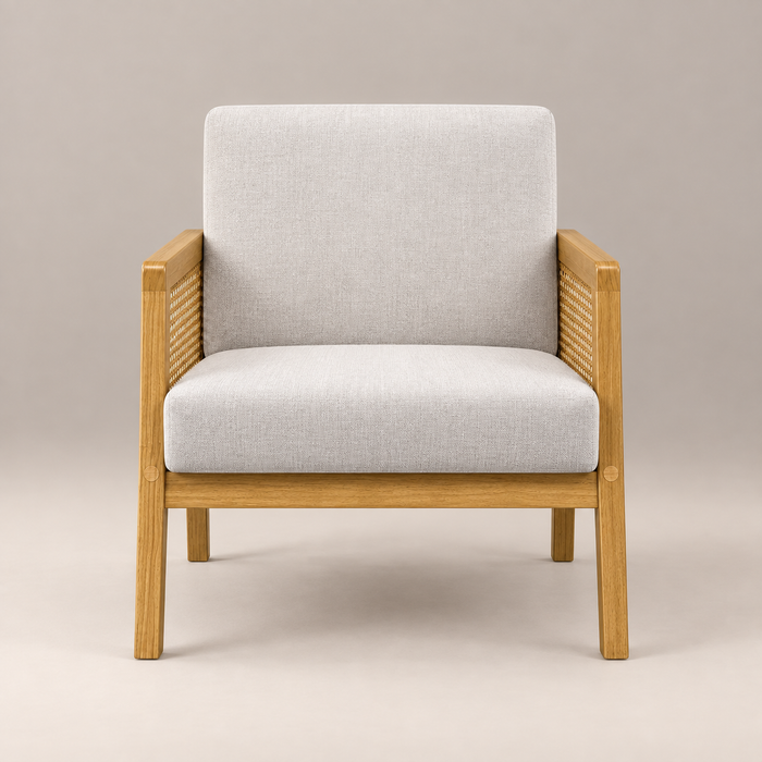 Fauteuil bois et cannage Jeanne vu de face