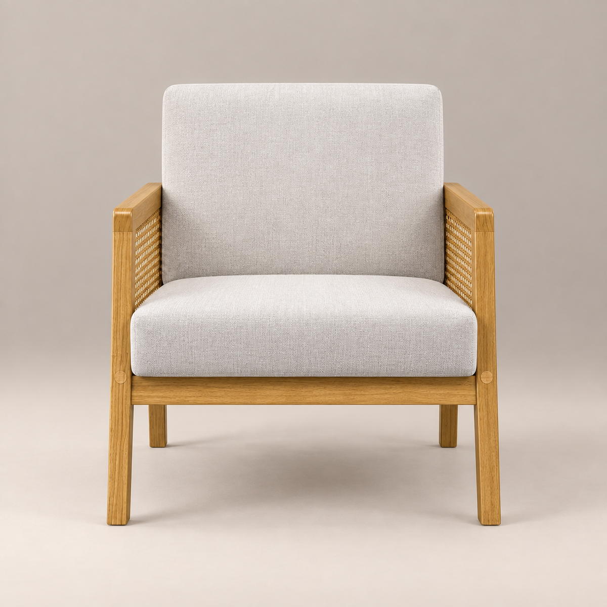Fauteuil bois et cannage Jeanne vu de face