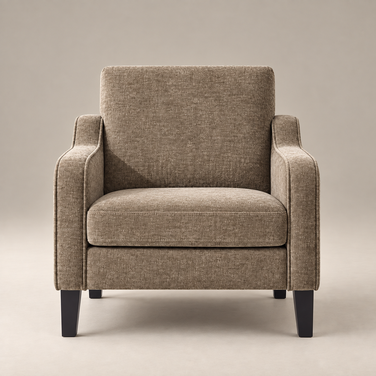 Fauteuil tissu chiné taupe Marcel vu de face