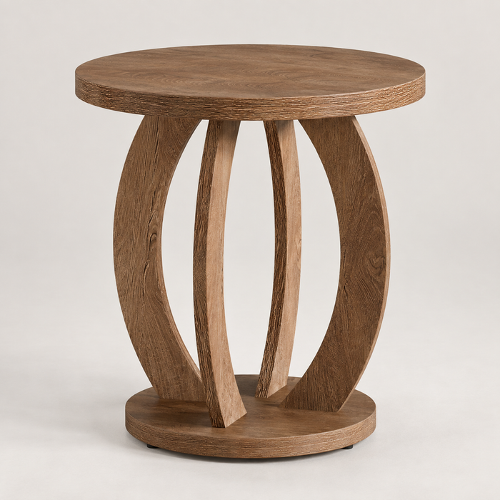 Table d'appoint ronde en bois Anduze vue de face