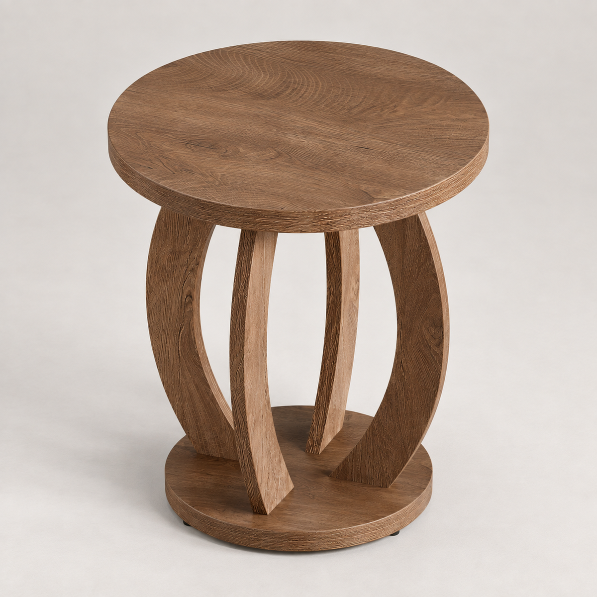 Plateau rond de la table d'appoint Anduze en bois vu de dessus
