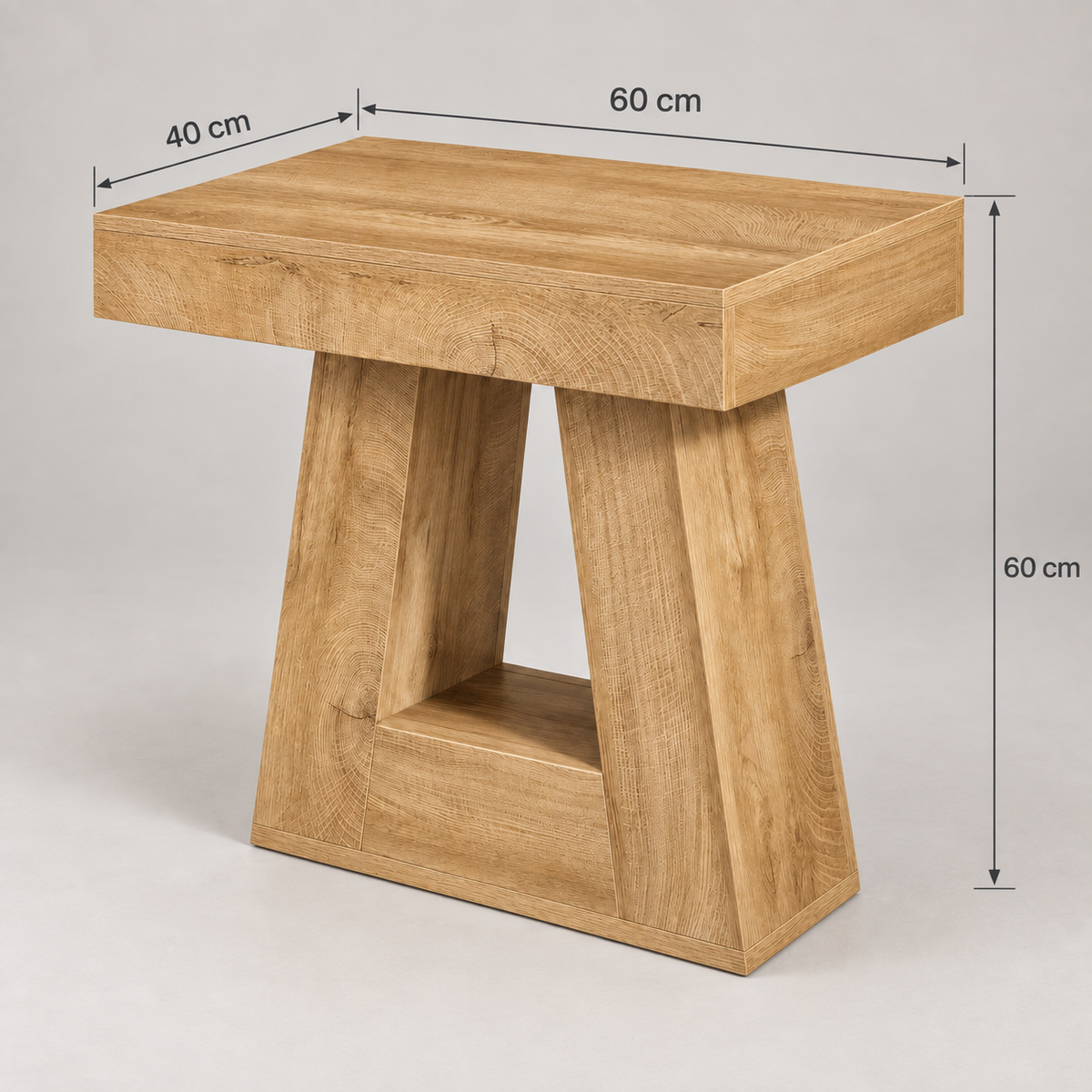 Dimensions de la table d'appoint Bandol : L 60 x P 40 x H 60 cm