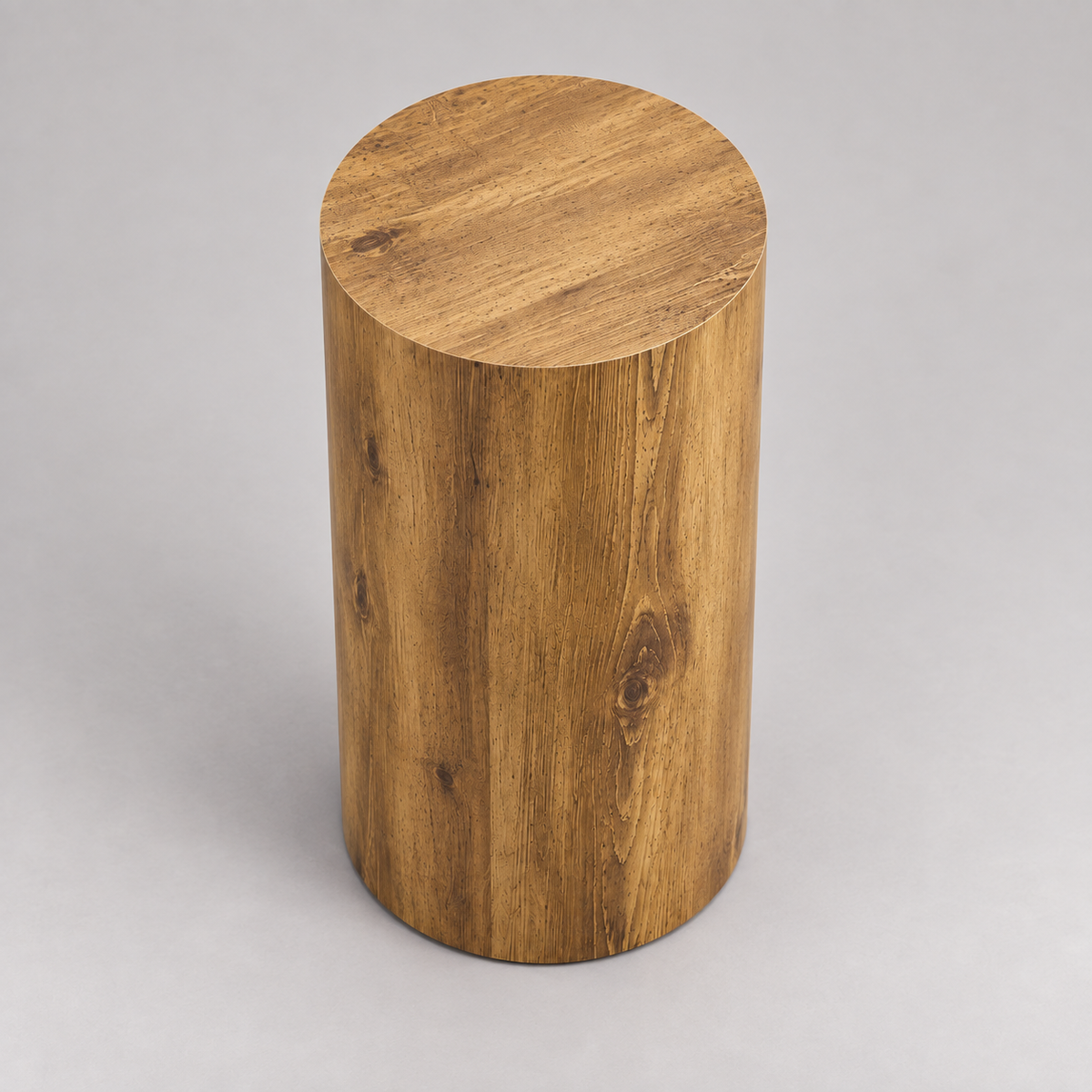 Plateau rond de la table d'appoint Ré effet bois clair vu de dessus