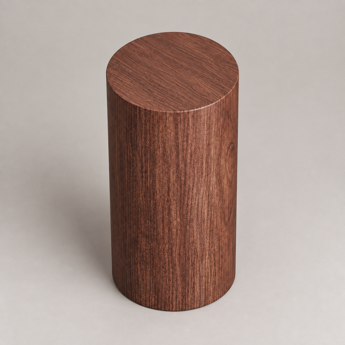 Plateau rond de la table d'appoint Ré effet bois brun-rouge vu de dessus