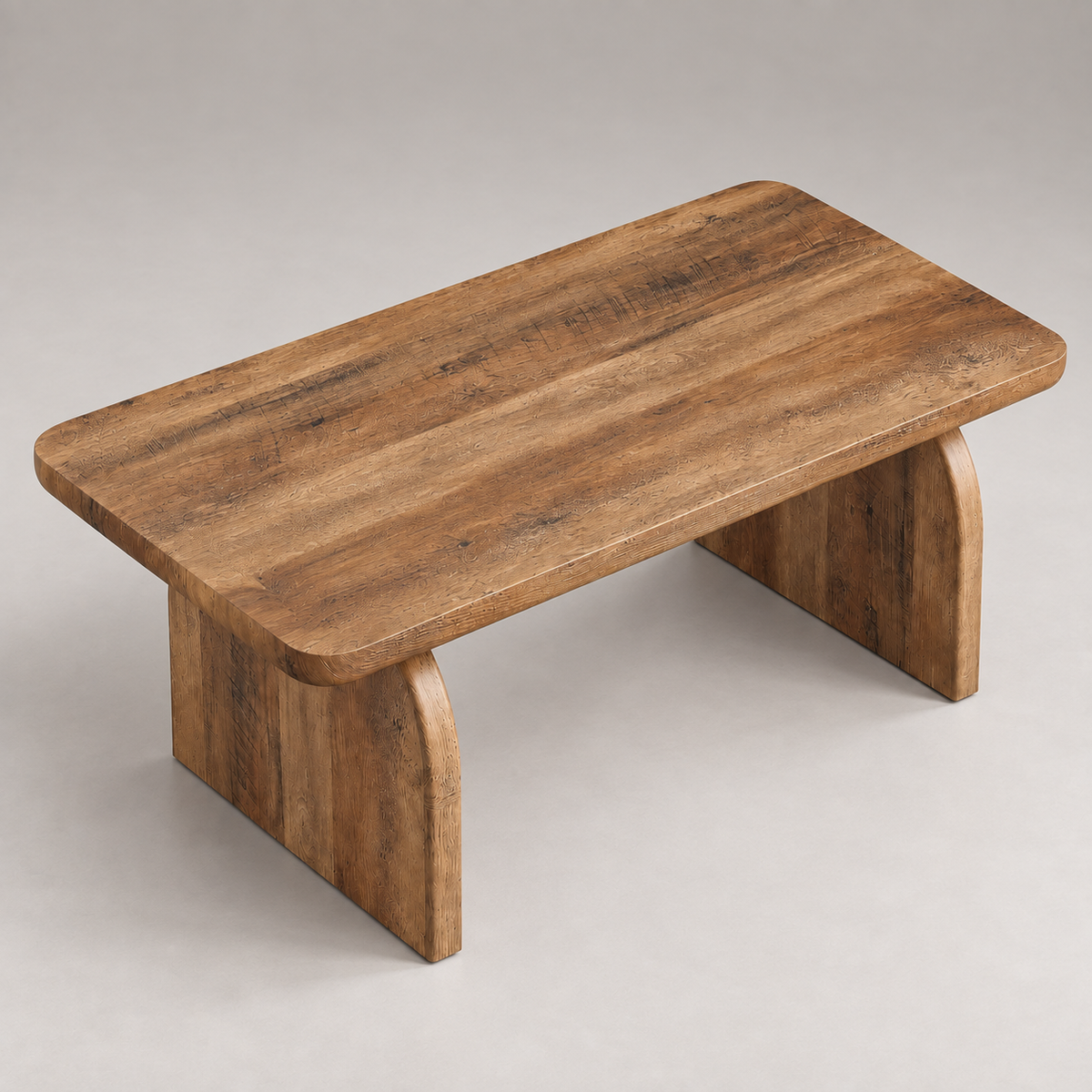 Plateau de la table basse Ménerbes en bois vieilli vu de dessus