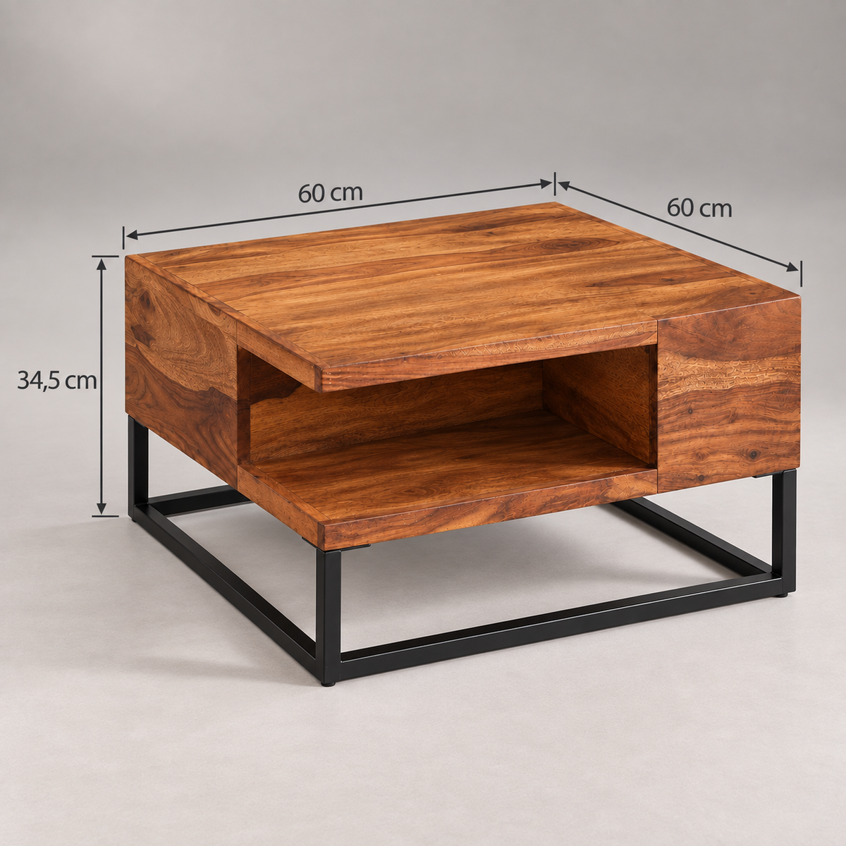 Dimensions de la table basse Arles : L 60 x P 60 x H 34,5 cm